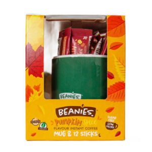 Beanies Ajándékcsomag - 12db Pumpkin Spice ízű instant kávé + bögre