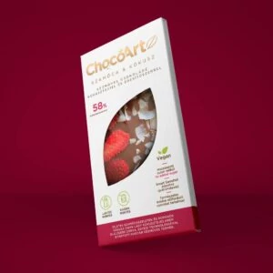 ChocoArtz szamóca és kókusz cukormentes csokoládé kókusztejjel 70g