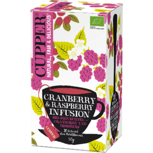 Cupper bio Cranberry &amp; Rasberry - vörösáfonya és málna gyumolcstea - 20 filter 50g