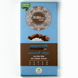Health Market milkless delight kókusztejes csokoládé kókuszchips-szel, édesítőszerrel 80g
