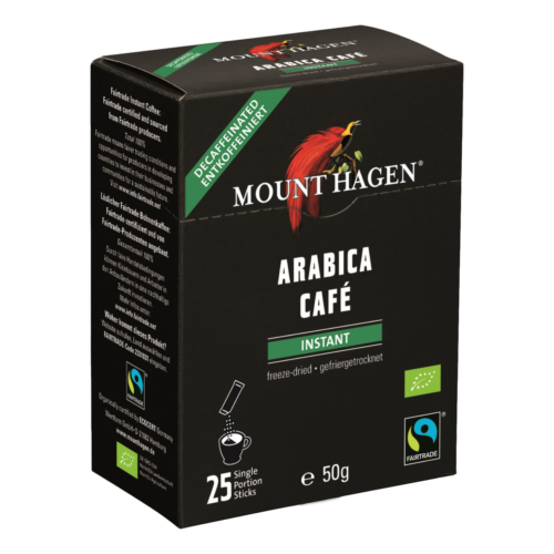 Mount Hagen bio koffeinmentes instant kávé adagok 25 x 2g