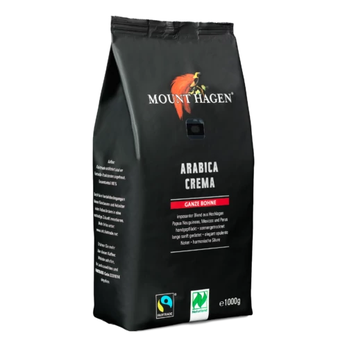 Mount Hagen bio pörkölt kávé crema, szemes - Fairtrade 1000g