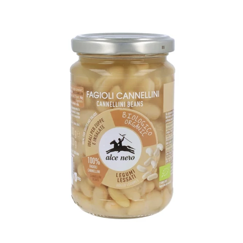 Alce Nero bio fehér canellini bab konzerv üvegben 300g