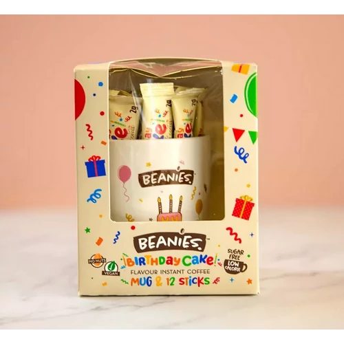 Beanies szülinapi bögre és 12 db szülinapi torta ízű instant kávé