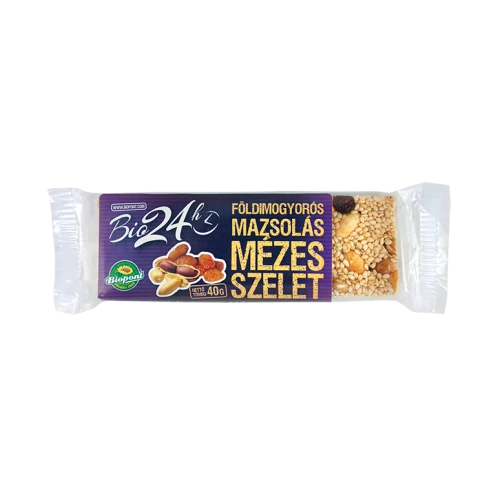 Biopont bio mézes szelet, földimogyorós mazsolás 40g