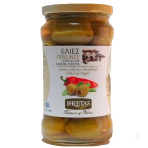 Bretas olajbogyó - zöld, paprikával töltött 300g