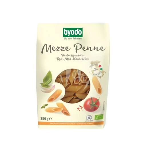 Byodo bio gluténmentes rizs-kukorica-csicseriborsó penne tészta 250g