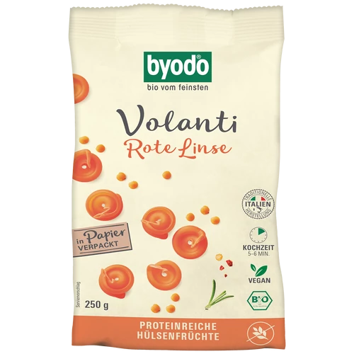 Byodo bio gluténmentes volanti vöröslencse tészta 250g