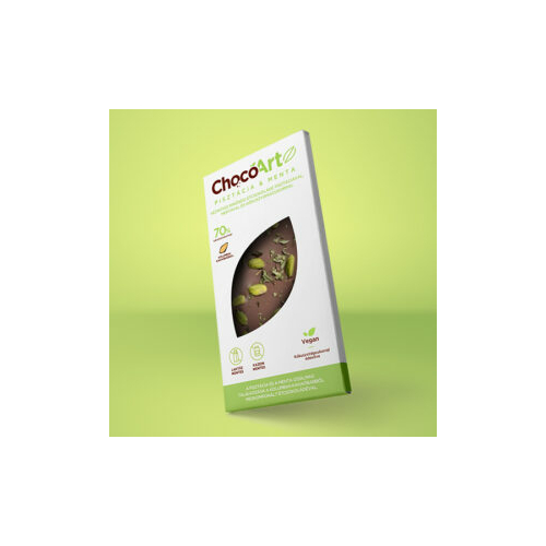 ChocoArtz kézműves 70%-os étcsokoládé pisztácia és menta 80g
