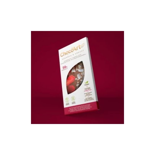 ChocoArtz szamóca és kókusz cukormentes csokoládé kókusztejjel 70g
