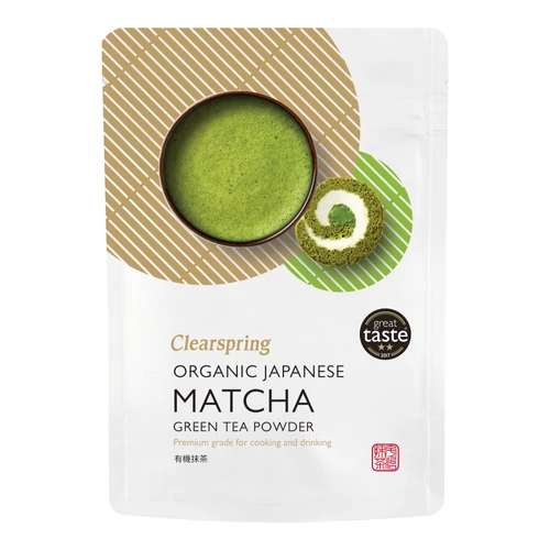 Clearspring bio japán matcha zöld tea por - prémium minőség 100g