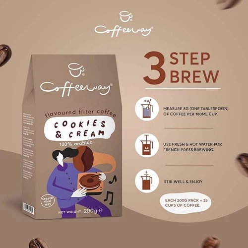Coffeeway őrölt filter kávé Cookies and Cream - krémes keksz 200g