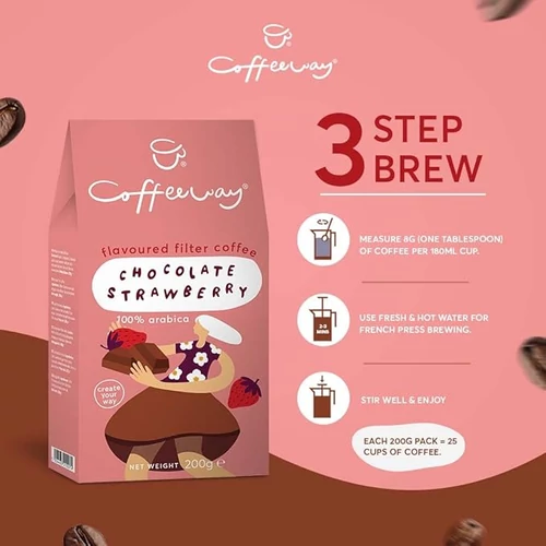 Coffeeway őrölt filter kávé Chocolate Strawberry - csokoládés epres 200g