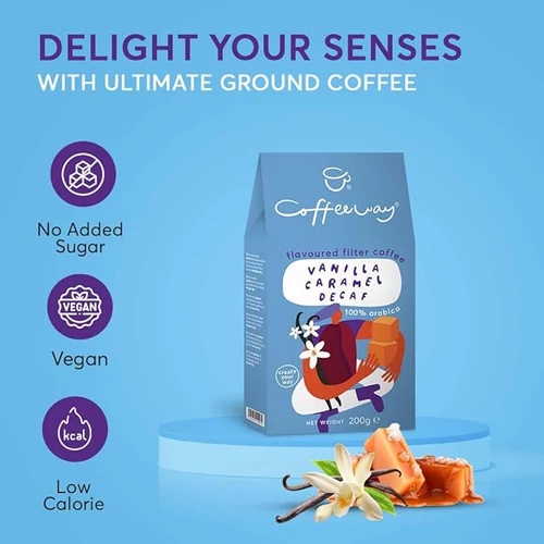 Coffeeway őrölt filter kávé Vanilla Caramel Decaf - koffeinmentes vanília mogyoró 200g
