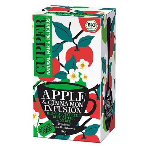 Cupper bio Apple-Cinnamon  tea - alma és fahéj gyümölcstea - 20 filter 40g