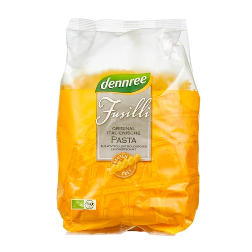 Dennree bio gluténmentes kukorica-rizs fusilli tészta 500g