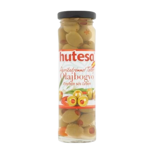 Hutesa olajbogyó - zöld, paprikával töltött 140g
