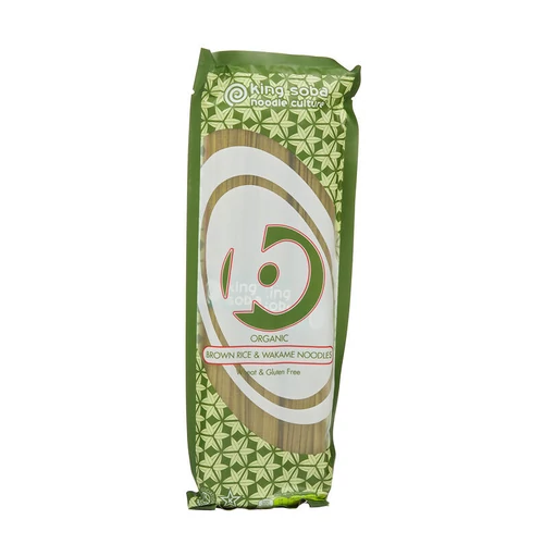 King Soba bio gluténmentes barnarizs-wakame spagetti tészta 250g