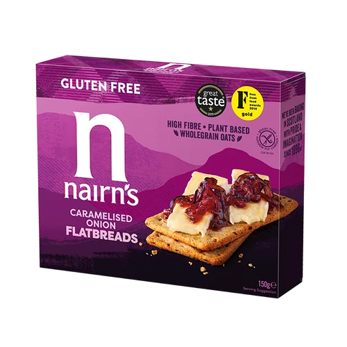 Nairn's gluténmentes teljeskiőrlésű zab lapkenyér - hagymás 150g