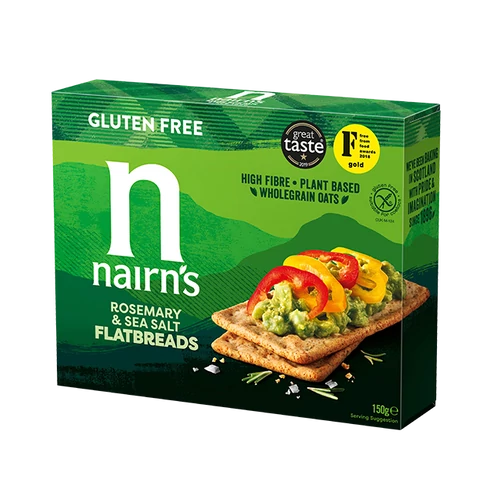 Nairn's gluténmentes teljeskiőrlésű zab lapkenyér - rozmaring-tengeri sós 150g