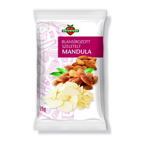 Naturfood blansírozott szeletelt mandula 75g