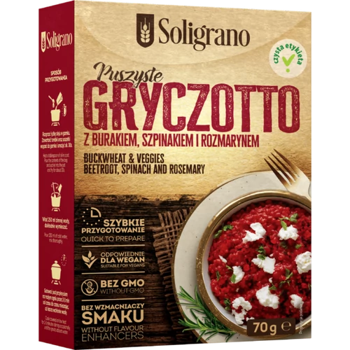 Soligrano vegán hajdina rizottó - céklás, rozmaringos 70g