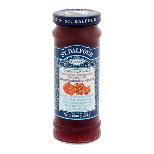 St.Dalfour gyümölcsvarázs málna, gránátalma tartalmú extra  vegyes dzsem 284g