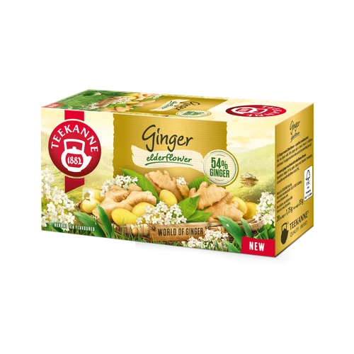 Teekanne Ginger elderflower - bodzavirág ízű gyömbértea - 20 filter 35g