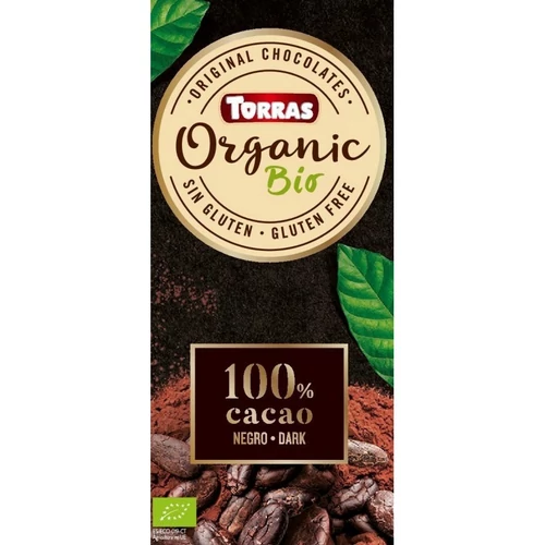 Torras Organic 100% kakaótartalmú  bio étcsokoládé 100g